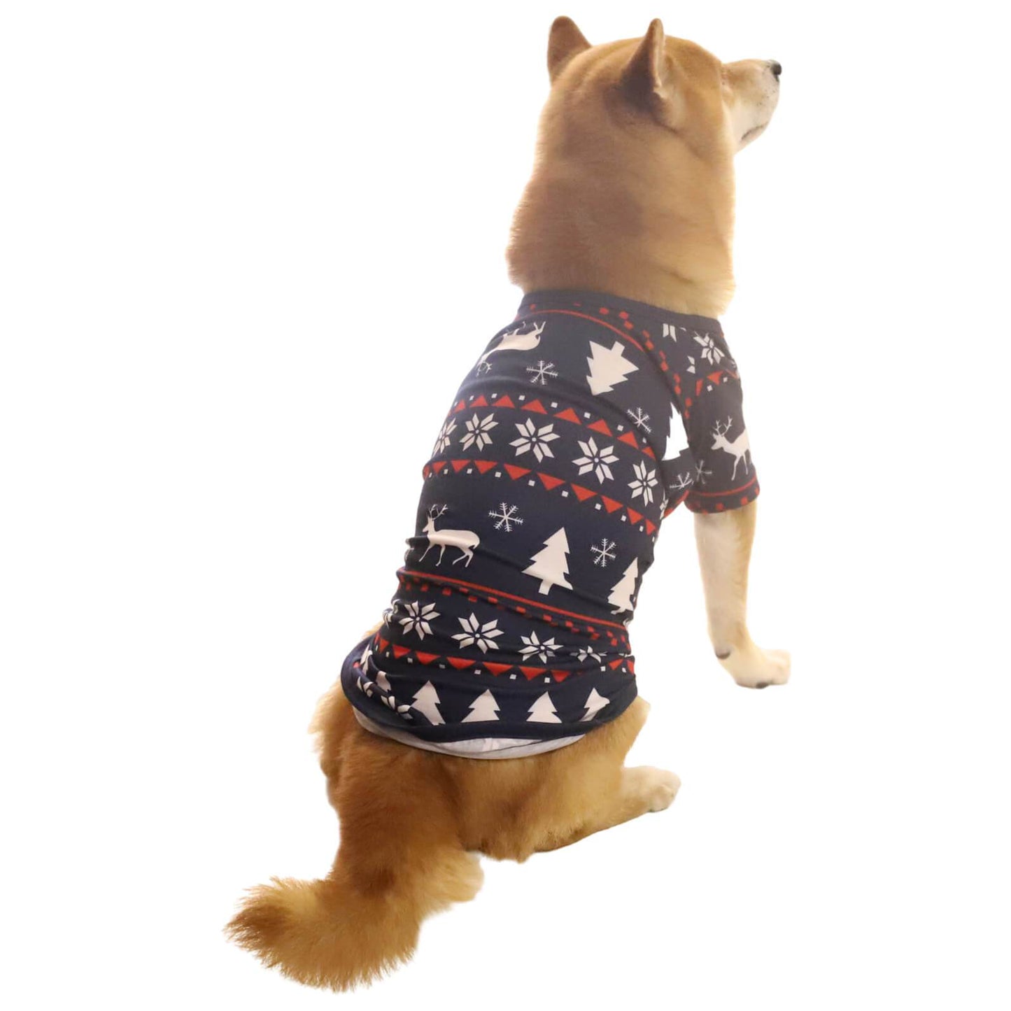 Merry Christmas Elk Tree and Snowflake Print Dog Clothes Pet Outfits and Pet Triangle Bibs Scarf