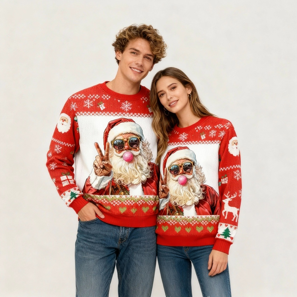 Playful Santa Pattern Ugly Sweater - Unisex Christmas Party Essential