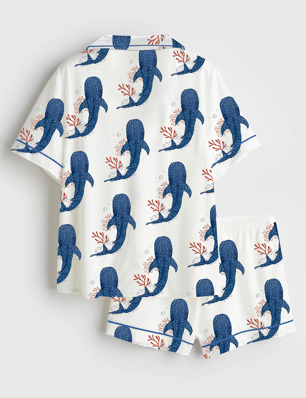Women's Whale Ocean Coconut Girl Jesus Beach Short Sleeve Satin Pajama Set