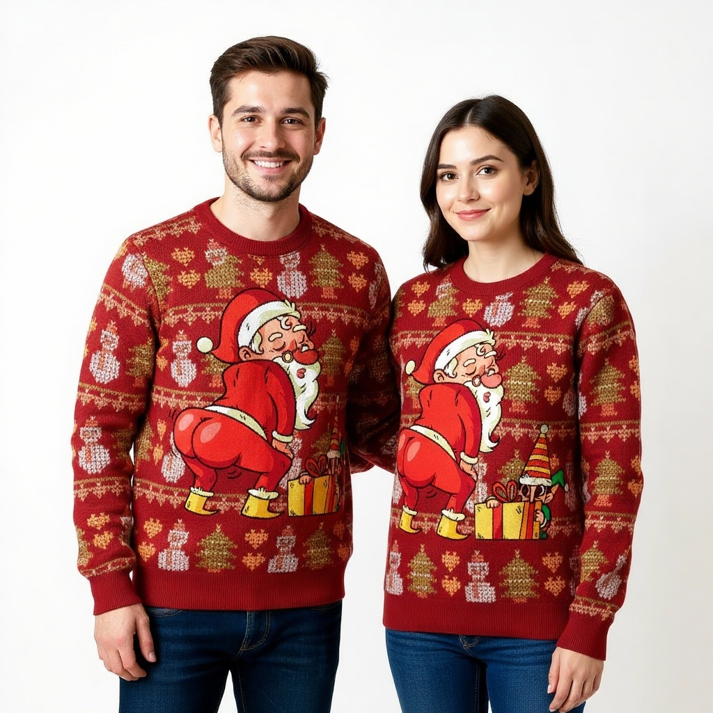 Softest Unisex Playful Santa Claus Christmas Sweater - Ugly Holiday Party Jumper