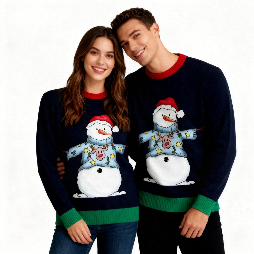 Snowman Print Holiday Sweater - Intentional Festive Quirk