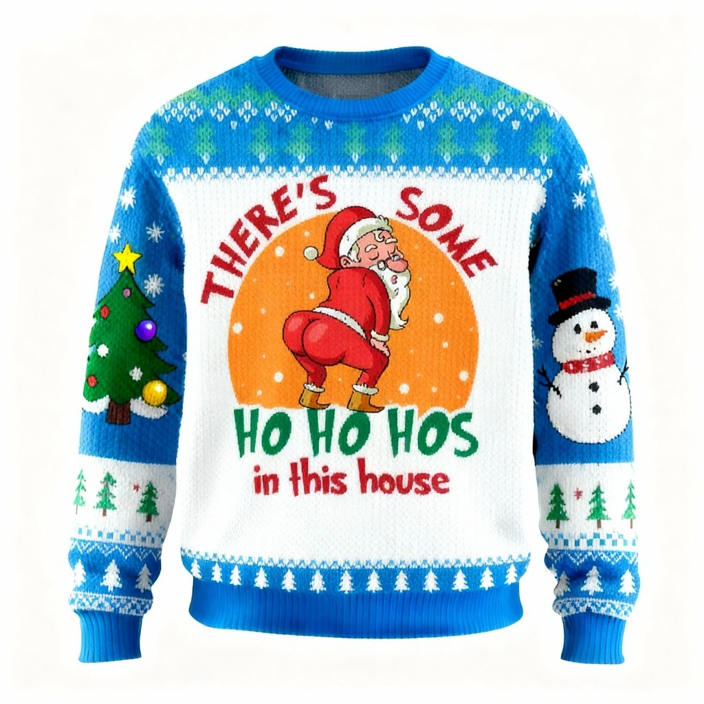 Zany Santa Claus Cartoon Pattern Print Sweater - Ugly & Cozy Unisex Pullover