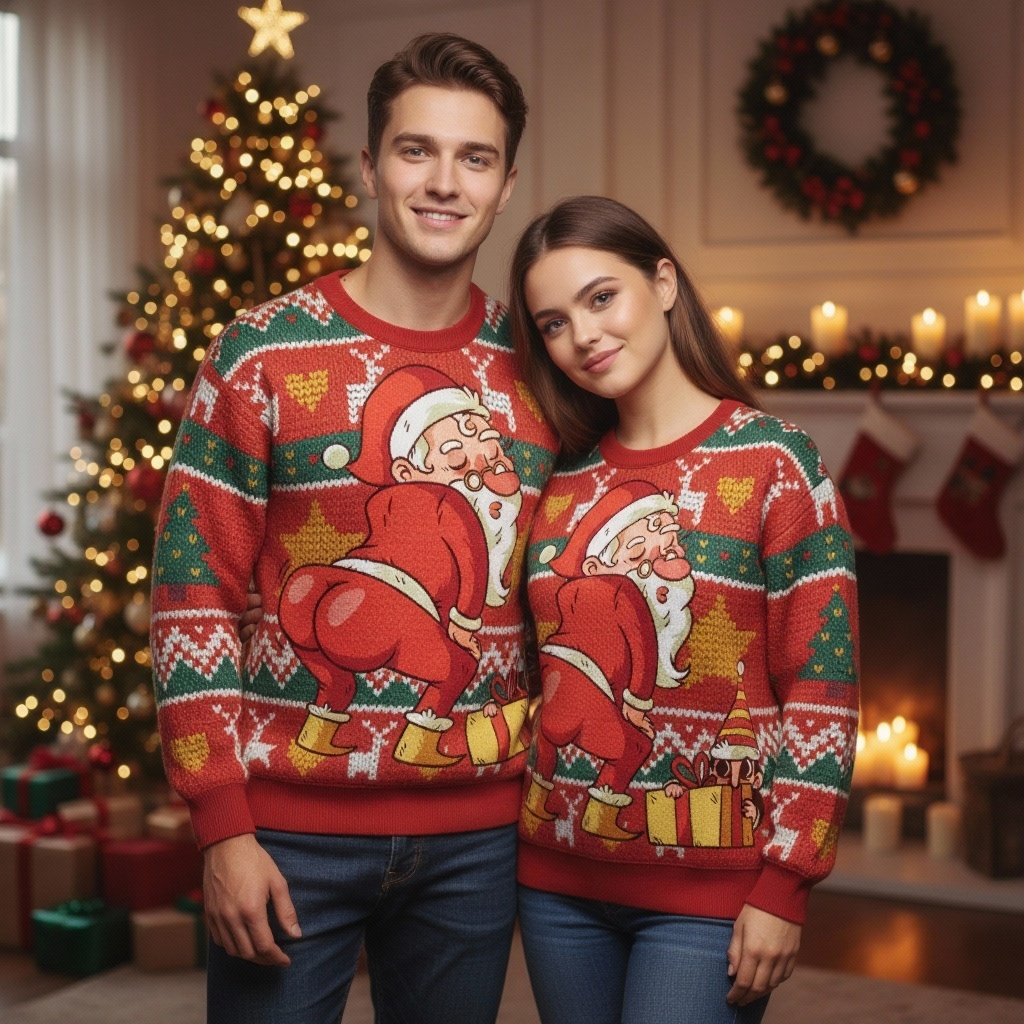 Softest Unisex Colorful Christmas Pattern Sweater - Ugly Holiday Party Jumper