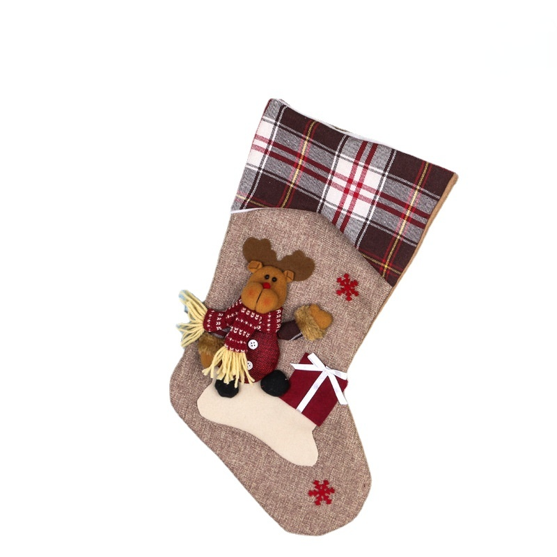 Christmas Window Decorations Santa/Snowman/Elk Wine Khaki Christmas Socks