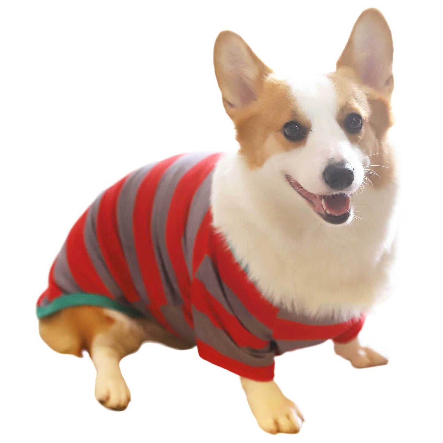 Merry Christmas Red&Gray Striped Pet Clothes Winter Pet Christmas Outfits