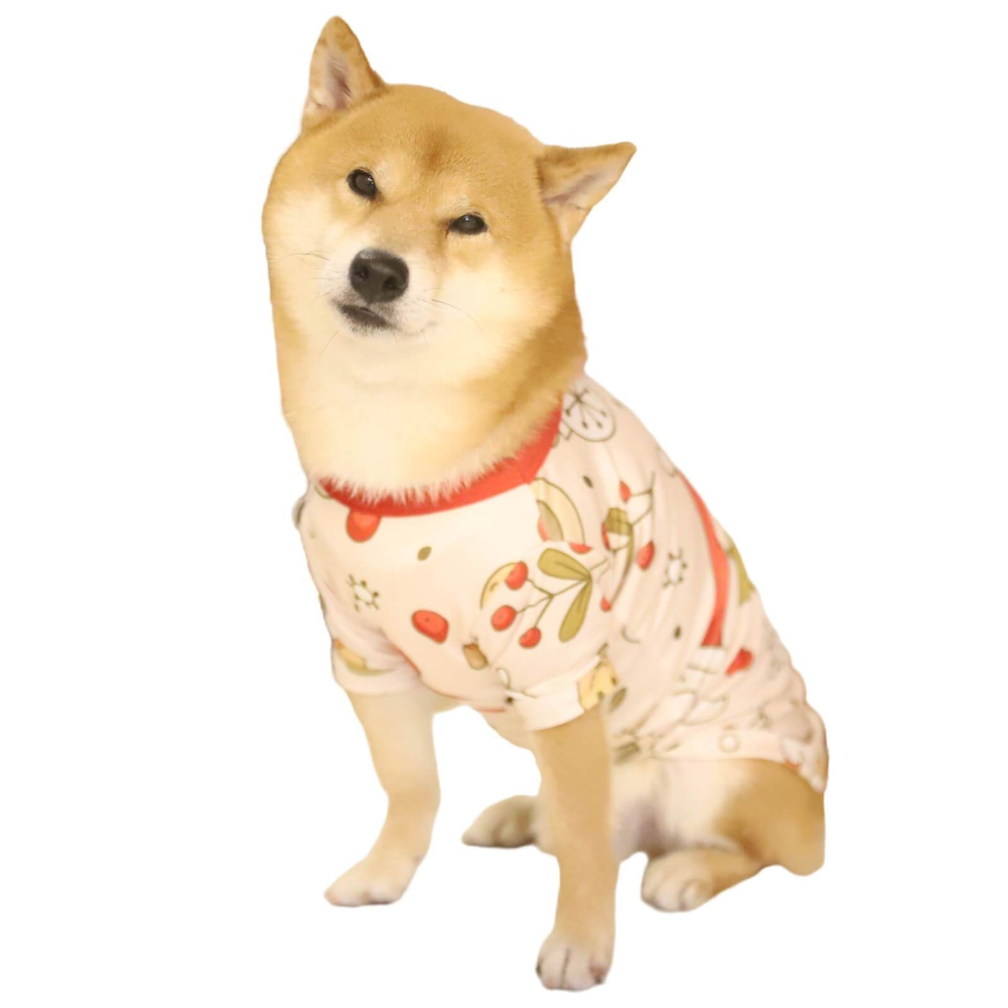 Merry Christmas Candle Leaf Plant Bow Print Cute Dog Clothes Pet Christmas Outfits