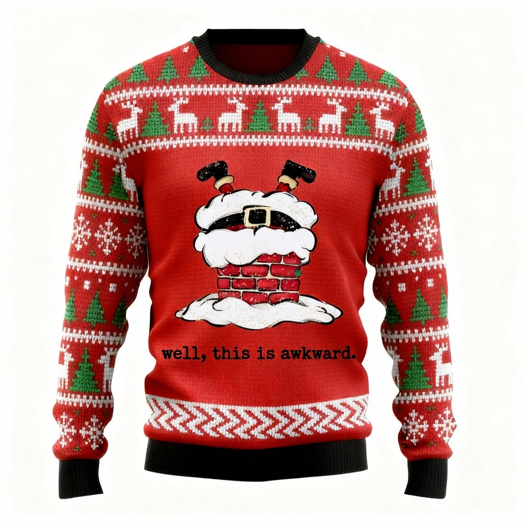 Wacky Santa Pattern Design Sweater - Ugly & Cozy Unisex Pullover