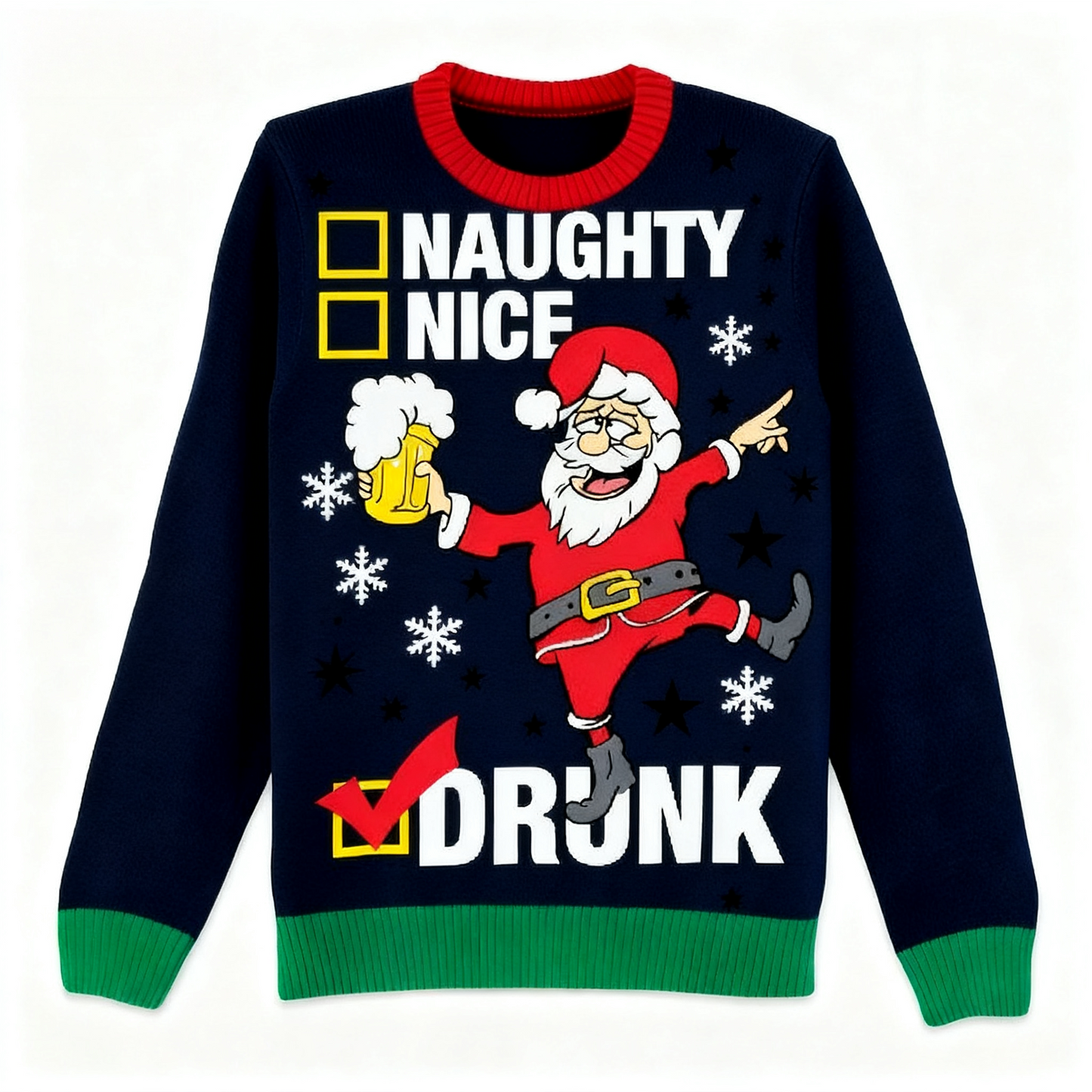Festive & Fearless: Wacky Santa Print Christmas Jumper