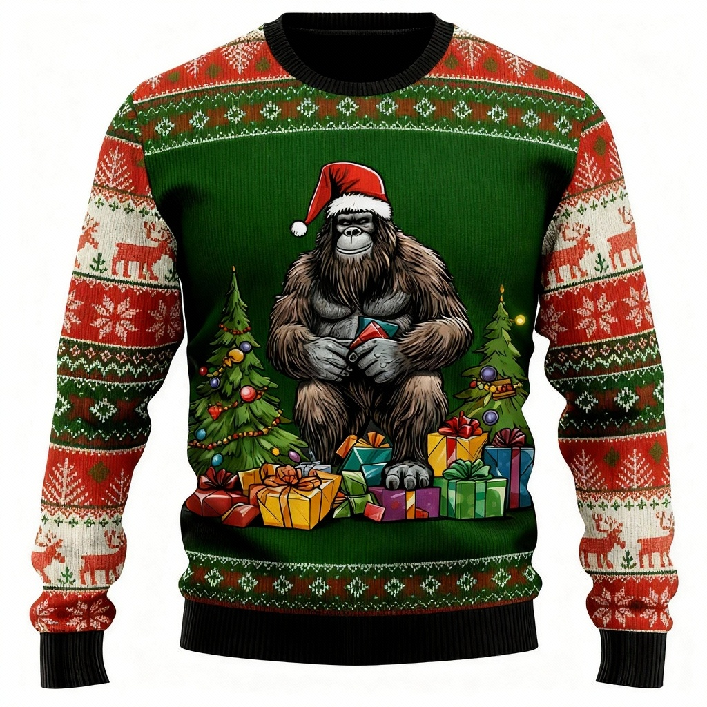 Animal&Xmas Gift Pattern Design - Festival of Holiday Prints Ugly Sweater