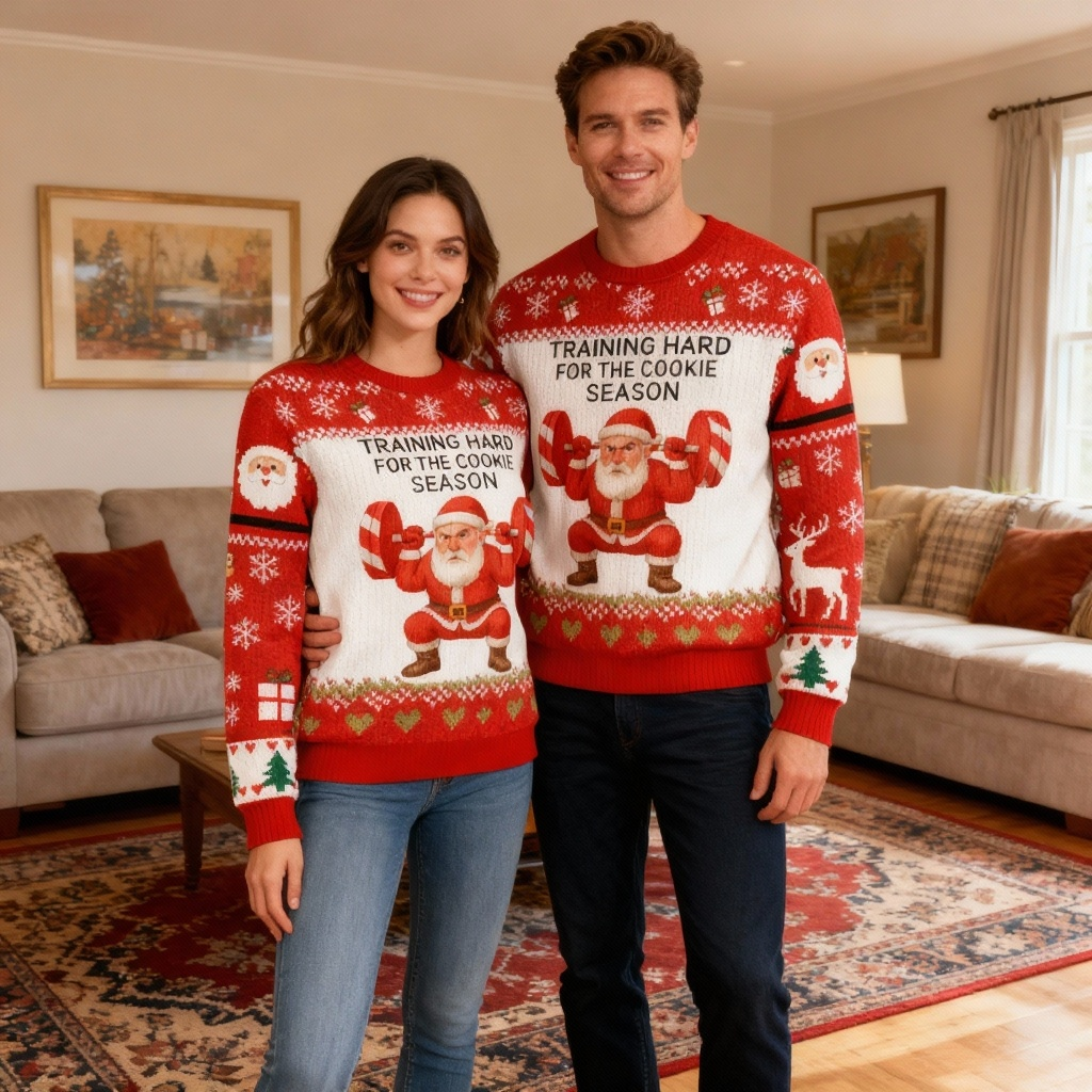 Jacked Santa Pattern Ugly Sweater - Unisex Christmas Party Essential