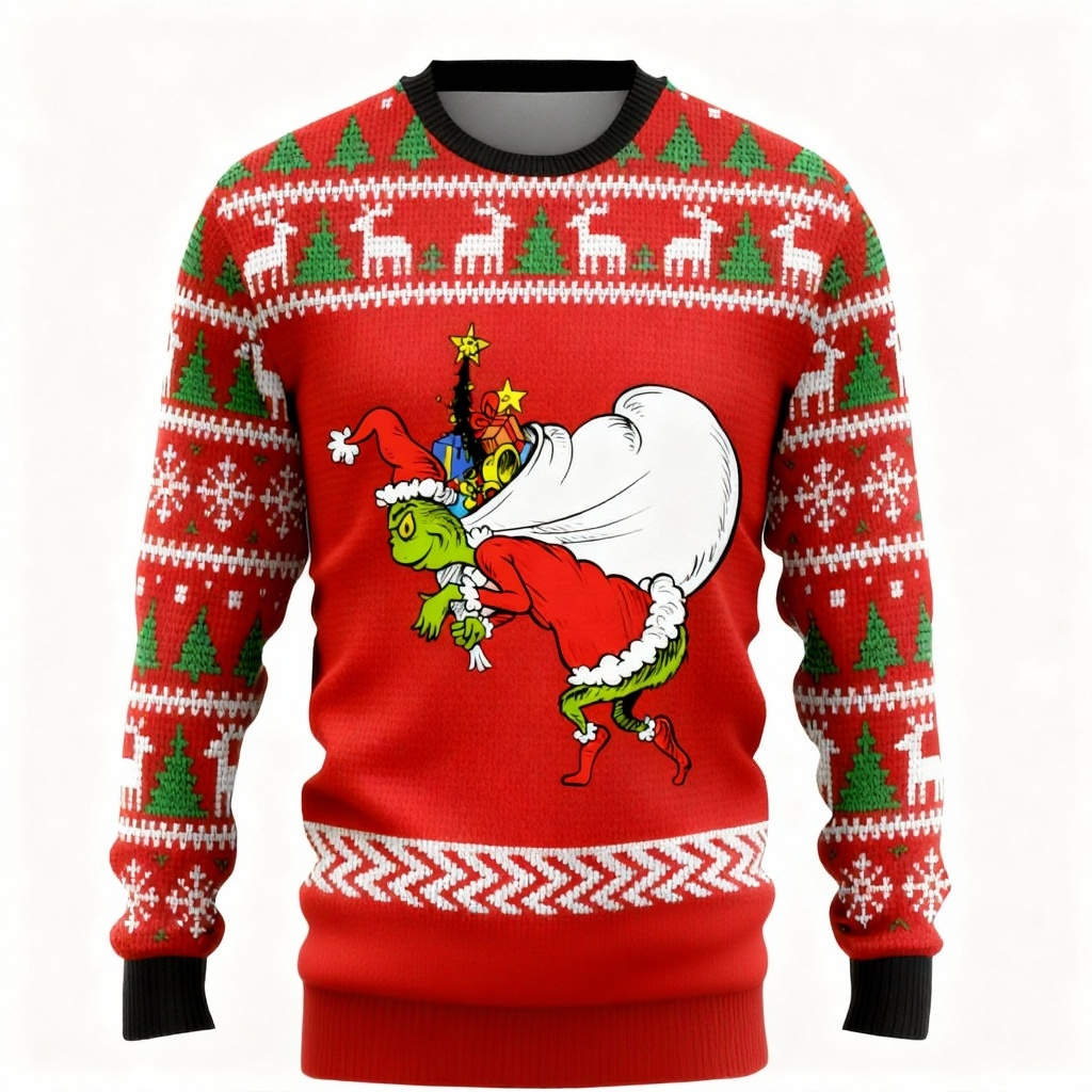 Funny Cartoon Pattern Print Sweater - Ugly & Cozy Unisex Pullover