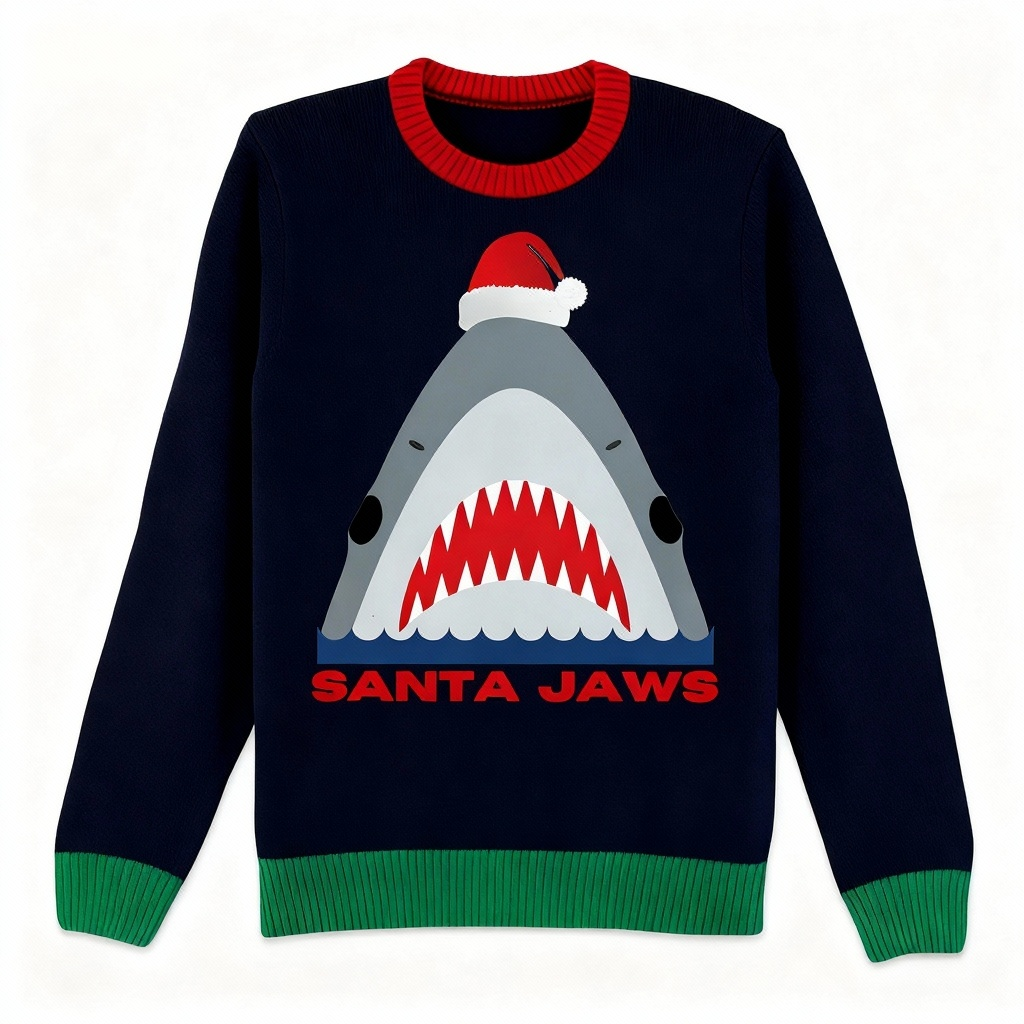 Festive & Fearless: Shark Print Christmas Jumper