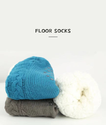 Warm Mid-Calf Socks Thickened Plus Fleece Dotted Non-Slip Carpet Socks