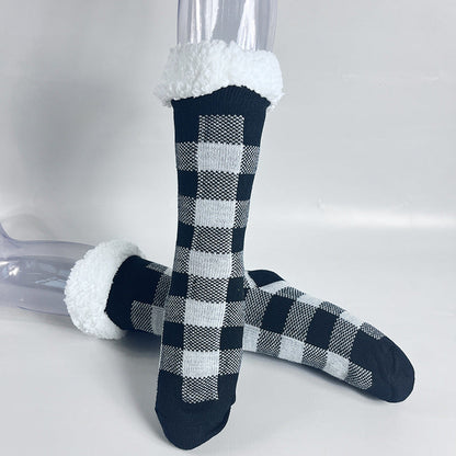 Cozy Winter Fleece Non-Slip Grip Socks For Women With Thick Cushioning
