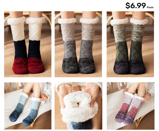 Christmas Floor Socks For Adults Carpet Socks For Home Plus Fleece Sleeping Lamb Socks