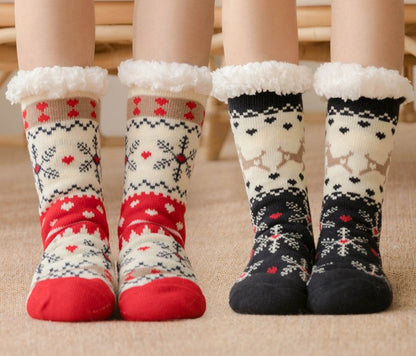 Christmas Floor Socks Adult Plus Fleece Home Sleeping Socks Carpet Sock Leg Cover Non-Slip