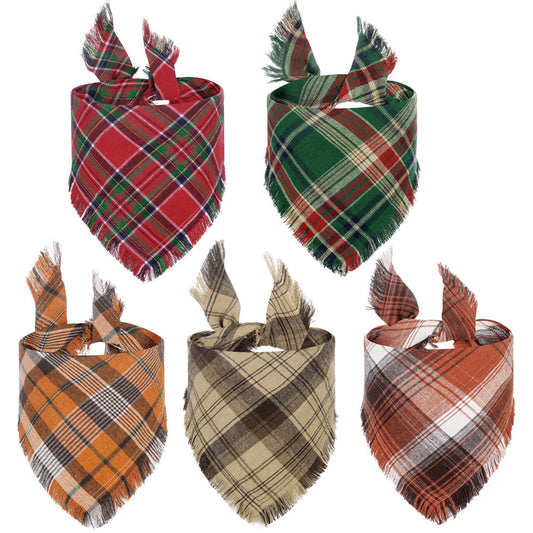 Christmas Dog Bandanas with Tassels Edges