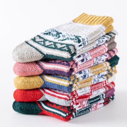 Winter New Socks Mid Calf Socks Rabbit Wool Socks Christmas Women's Socks