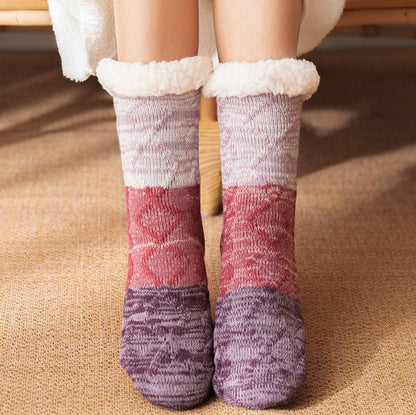 Christmas Floor Socks For Adults Carpet Socks For Home Plus Fleece Sleeping Lamb Socks