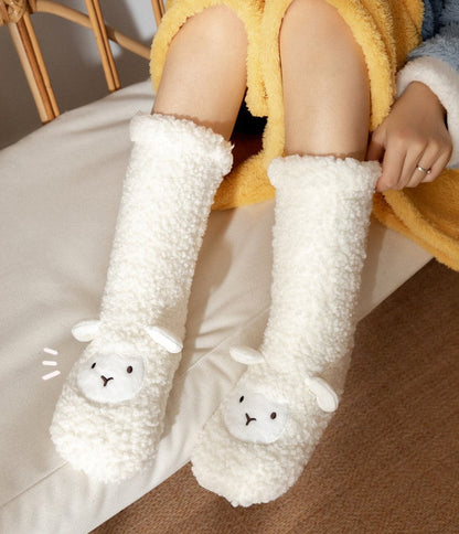 Home Floor Cute Socks Sleep Socks Christmas Snow Socks Coral Velvet Slippers Carpet Socks