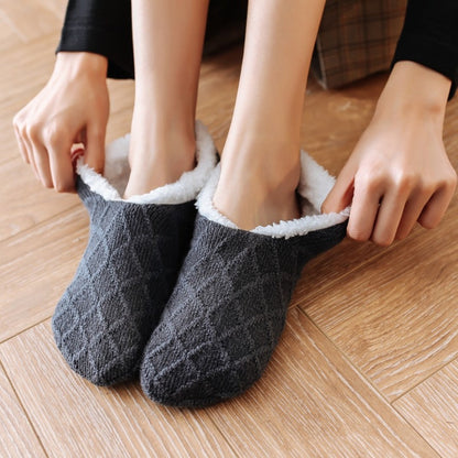 Stylish Black Gray Socks-Cozy Woolen Socks for Warmth Thick Floor Socks