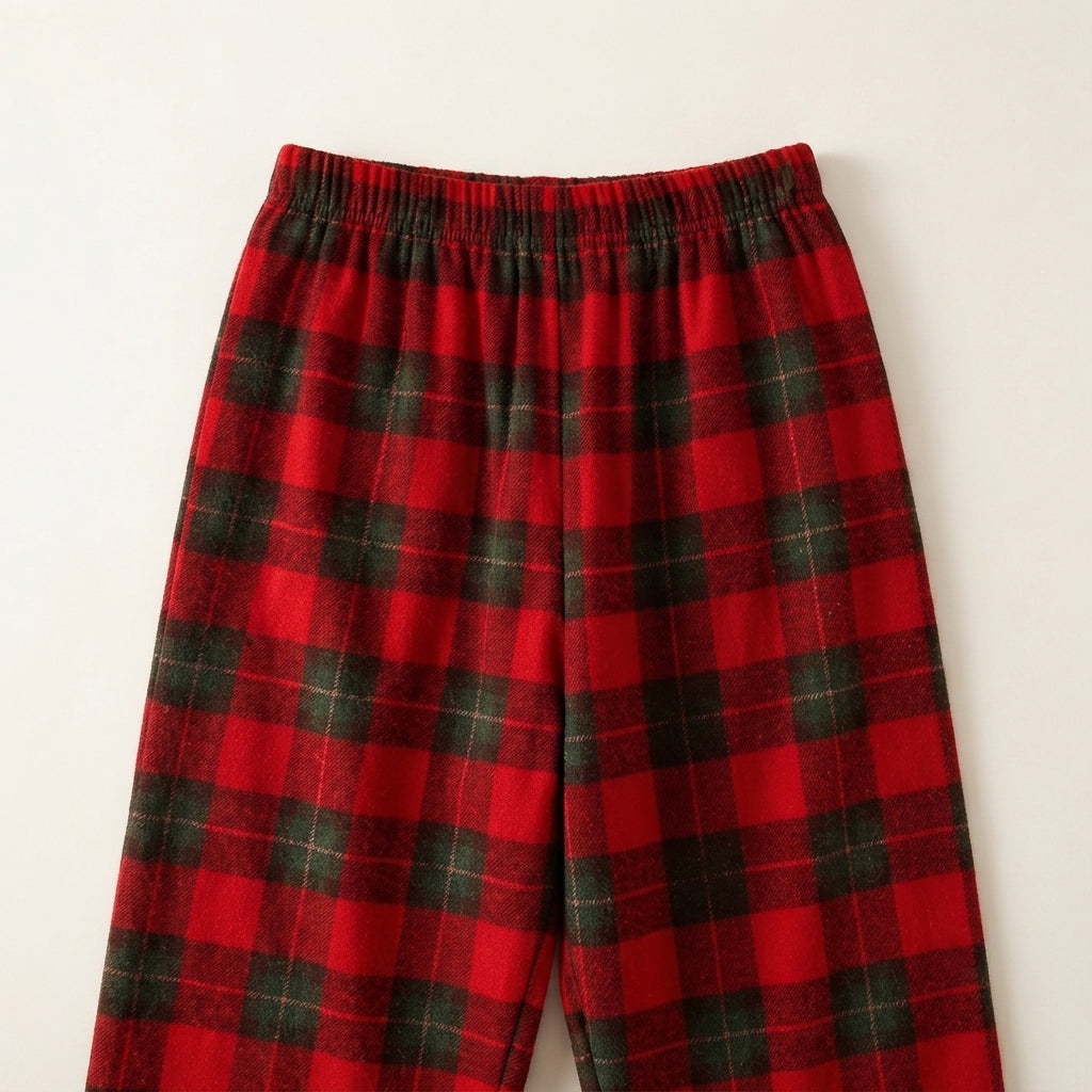 Christmas Family Matching Red and Green Plaid Button Up Long-sleeve Pajamas Sets