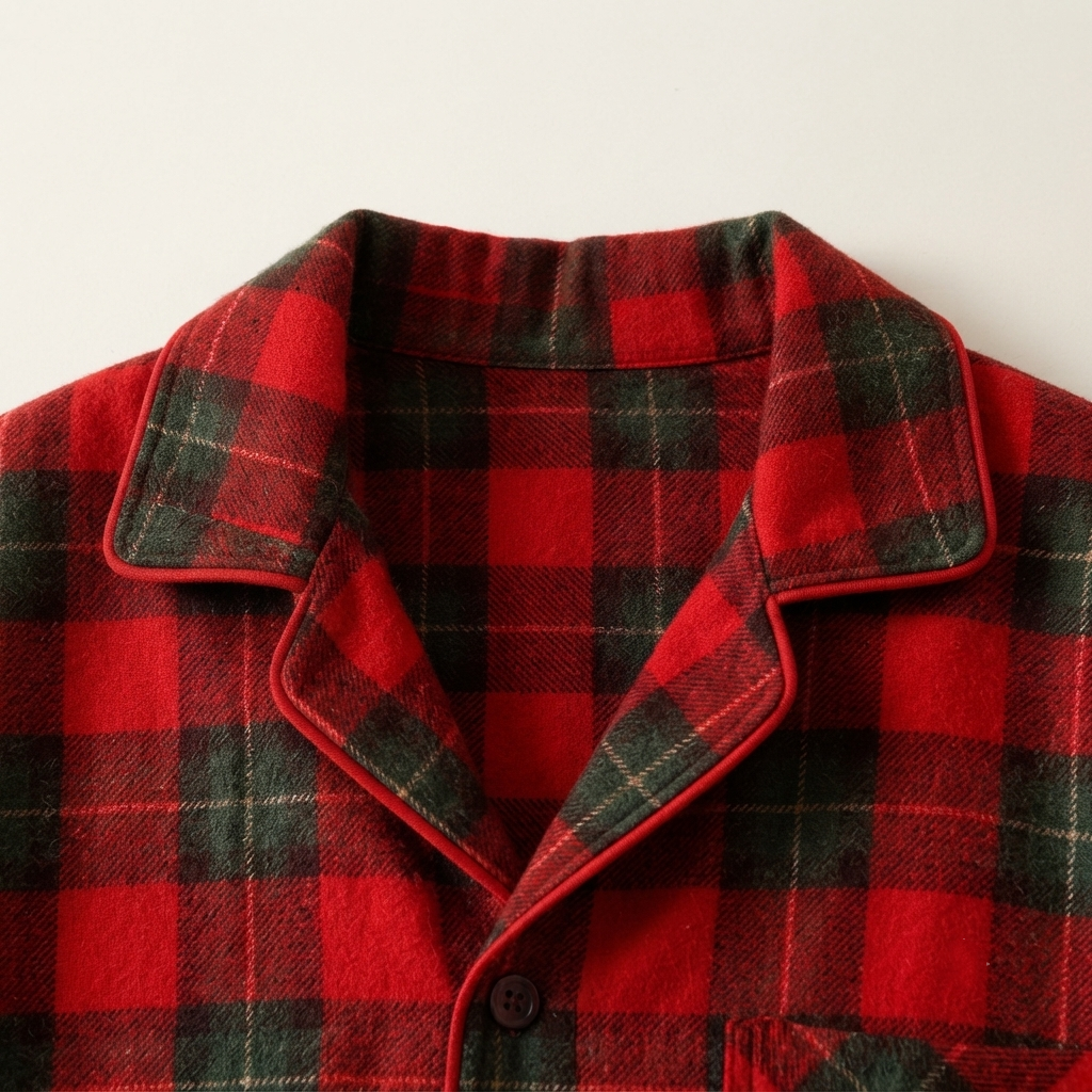 Christmas Family Matching Red and Green Plaid Button Up Long-sleeve Pajamas Sets