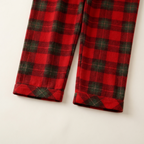Family Matching Red and Green Plaid Button Up Long-sleeve Pajamas Sets
