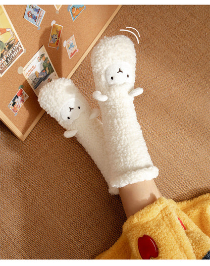 Home Floor Cute Socks Sleep Socks Christmas Snow Socks Coral Velvet Slippers Carpet Socks