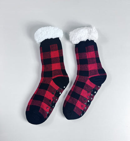 Cozy Winter Fleece Non-Slip Grip Socks For Women With Thick Cushioning