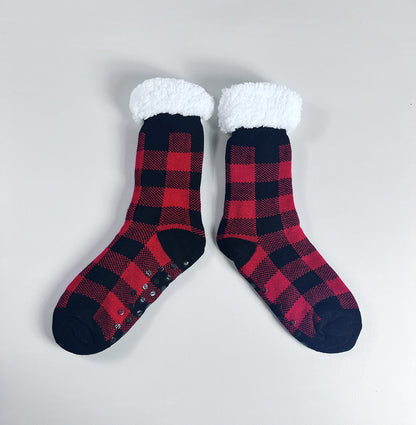 Cozy Winter Fleece Non-Slip Grip Socks For Women With Thick Cushioning