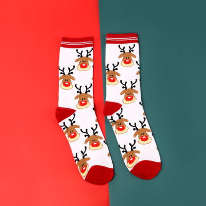New Popular Breathable Christmas Cartoon Mid Calf Socks