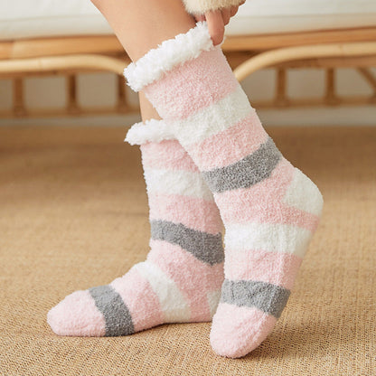 Coral Velvet Floor Socks For Winter Mid Calf Sock