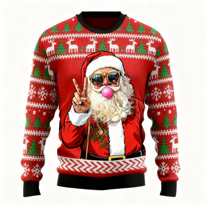 Santa Pattern Design Sweater - Ugly & Cozy Unisex Pullover