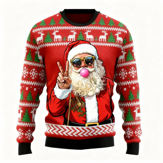 Santa Pattern Design Sweater - Ugly & Cozy Unisex Pullover