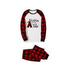 "Christmas With My Tribe"  Pattern White Long Sleeve with Black&Red Plaid Pants Family Matching Pajamas