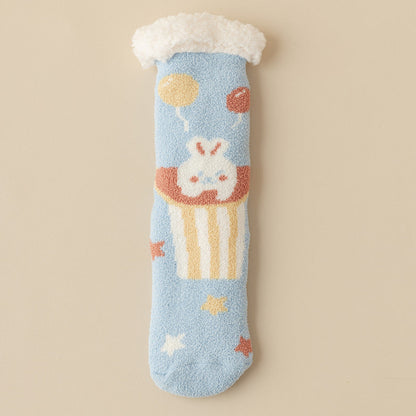 Lamb Velvet Socks Women's Winter Sleep Socks Silicone Non-Slip Floor Socks Christmas Red Socks