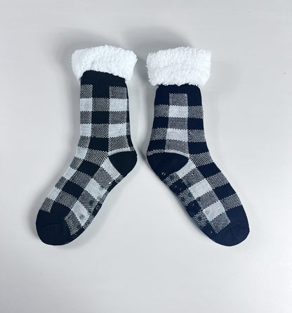 Cozy Winter Fleece Non-Slip Grip Socks For Women With Thick Cushioning