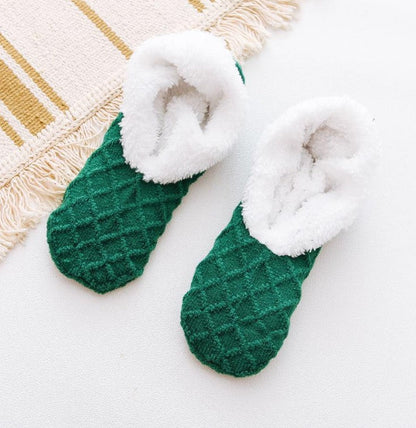 Stylish Black Gray Socks-Cozy Woolen Socks for Warmth Thick Floor Socks