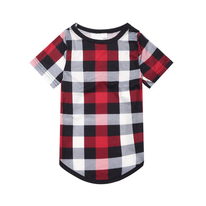 Christmas We are Family 2025 Letter Print Red & Black & Grey & White Plaid Family Matching Pajamas With Dog