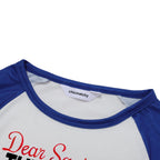 'Dear Santa They Are The Naughty One' Letter Print Casual Long Sleeve Sweatshirts Blue Sleeve Contrast Tops and Blue Plaid Pants Family Matching Pajamas Sets With Dog Bandan