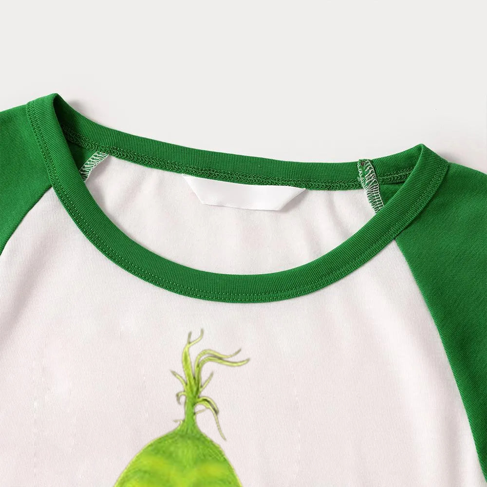 Christmas Cute Cartoon And 'Ew.People...' Letter Print Family Matching Raglan Long-sleeve Pajamas Sets