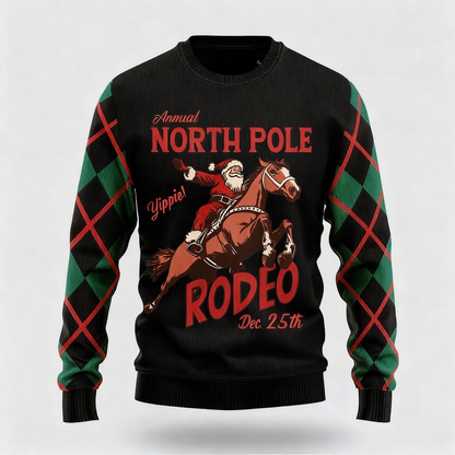 Artistic Santa Claus Pattern Design - Maximalist Christmas Print Ugly Sweater