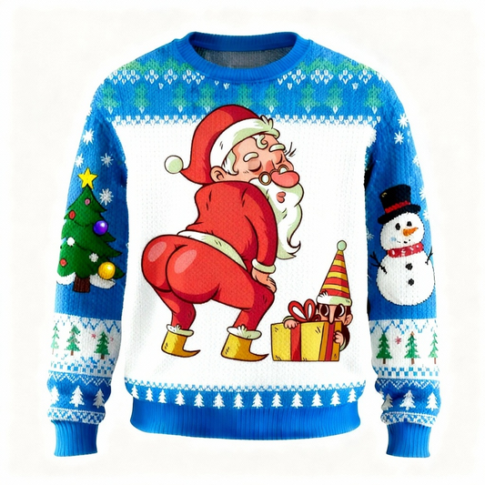Funny Santa Print Sweater - Ugly & Cozy Unisex Pullover