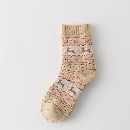 1 Pair Warm Women Socks Striped 3D Socks  Winter Style Christmas Colletions