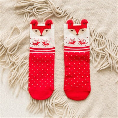 Women kids Winter Christmas Socks David's Deer Cotton Cartoon 4pcs