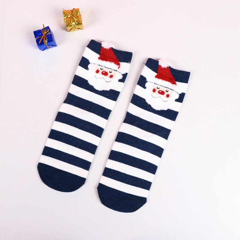 Women kids Winter Christmas Socks David's Deer Cotton Cartoon 4pcs