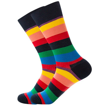 Street Personality Colorful Casual Stripe Grid Geometric Cotton Funny Socks