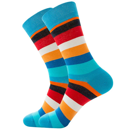 Street Personality Colorful Casual Stripe Grid Geometric Cotton Funny Socks