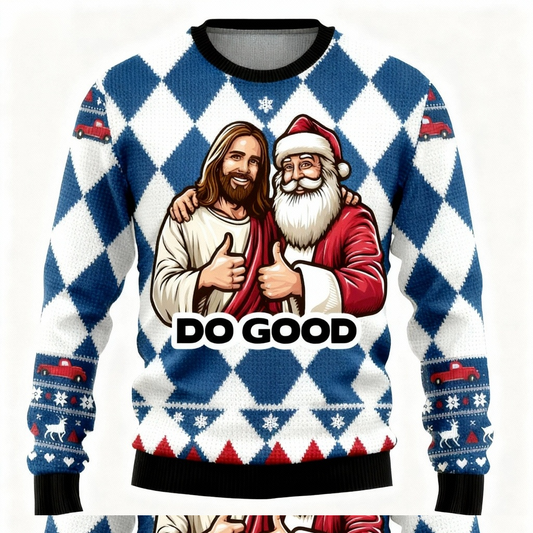 Ugly Christmas Sweater Party 2025 | Jolly Santa & Jesus Pattern Edition